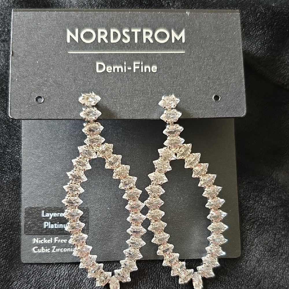 Nordstrom Demi-Fine Platinum-Tone Zirconia Earrings